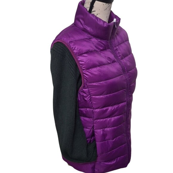 New Womens Packable Micro Quilted Down Hiking Vest Purple XL - Outerwear Fall - Picture 8 of 11
